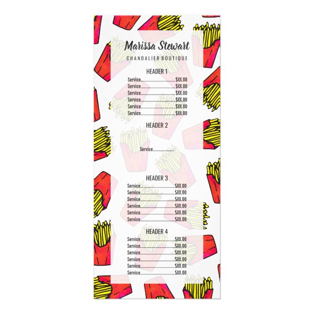 Carte Publicitaire Motif mignon de pommes frites de fin gourmet (Devant)