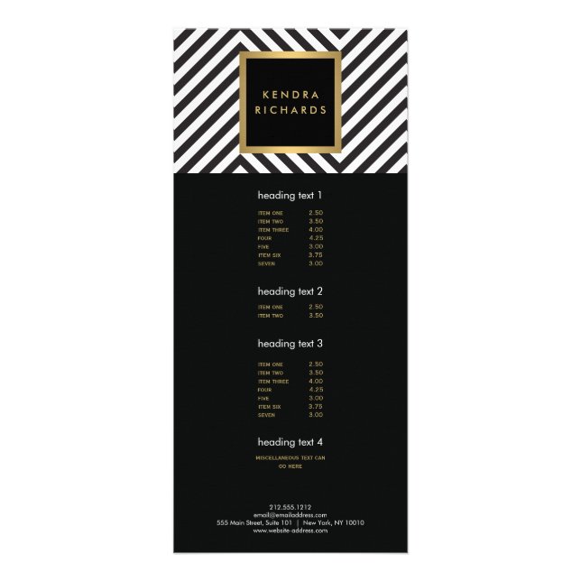 Carte Publicitaire Motif noir et blanc rétro Glam Gold Nom Logo (Devant)