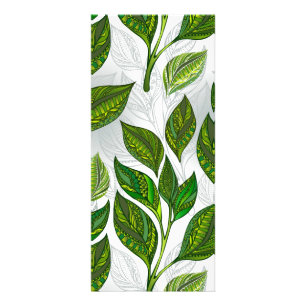 Carte Publicitaire Motif sans couture avec Feuilles de thé vert