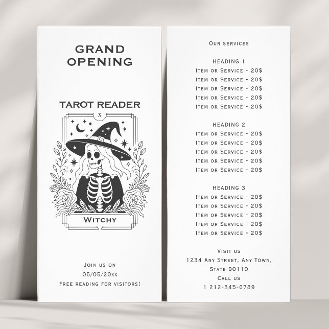 Carte Publicitaire Mystique Gothique Noir Et Blanc Conception Tarot S (Créateur téléchargé)