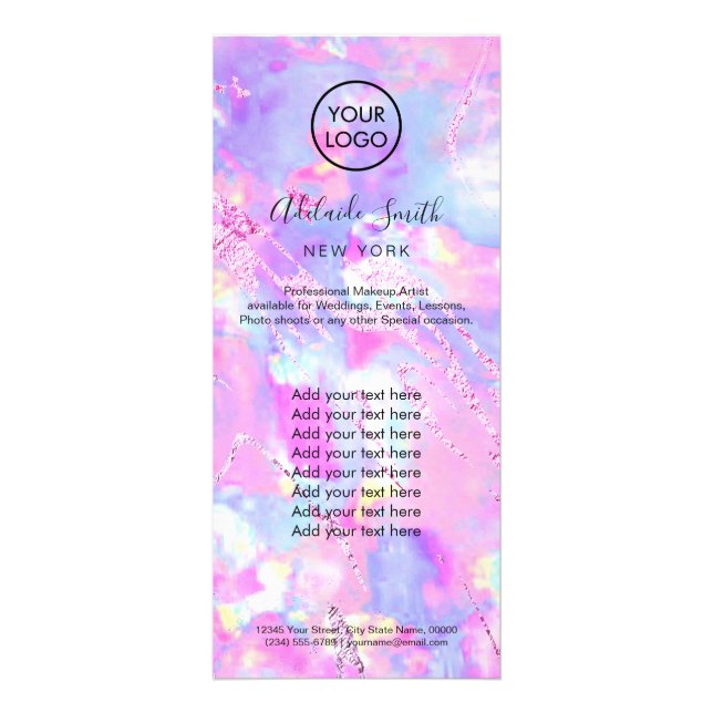 Carte Publicitaire opale rose pourpre fausse iridescente (Devant)