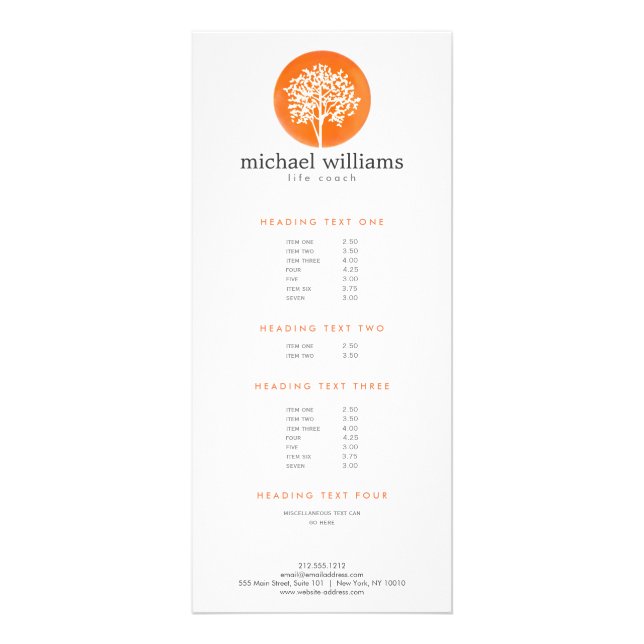 Carte Publicitaire Orange Aquarelle Arbre Coach, Conseillers (Devant)