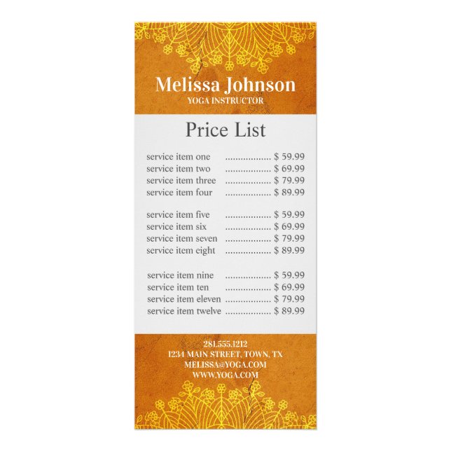 Carte Publicitaire Orange Mandala Yoga Meditation Business (Devant)