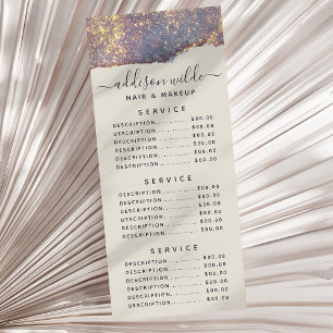 Carte Publicitaire Paillettes de Glam Or Violet Iridescent