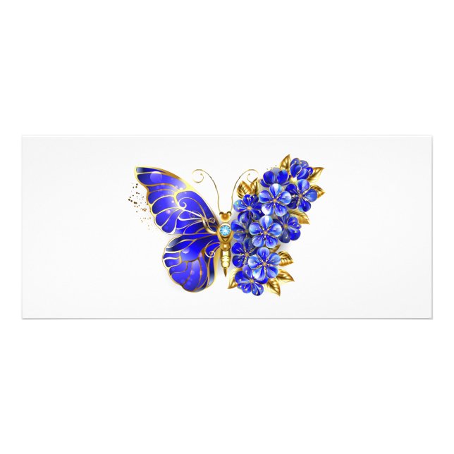 Carte Publicitaire Papillon saphir à fleurs (Devant)