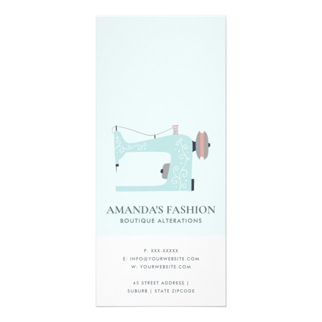 CARTE PUBLICITAIRE PASTEL AQUA BLUE ROSE SEWING MACH PRIX SERVICE (Dos)