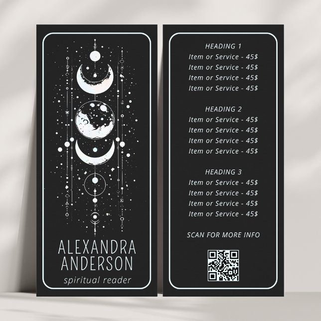 Carte Publicitaire Phases de la Lune céleste Code QR spirituel mystiq (Créateur téléchargé)