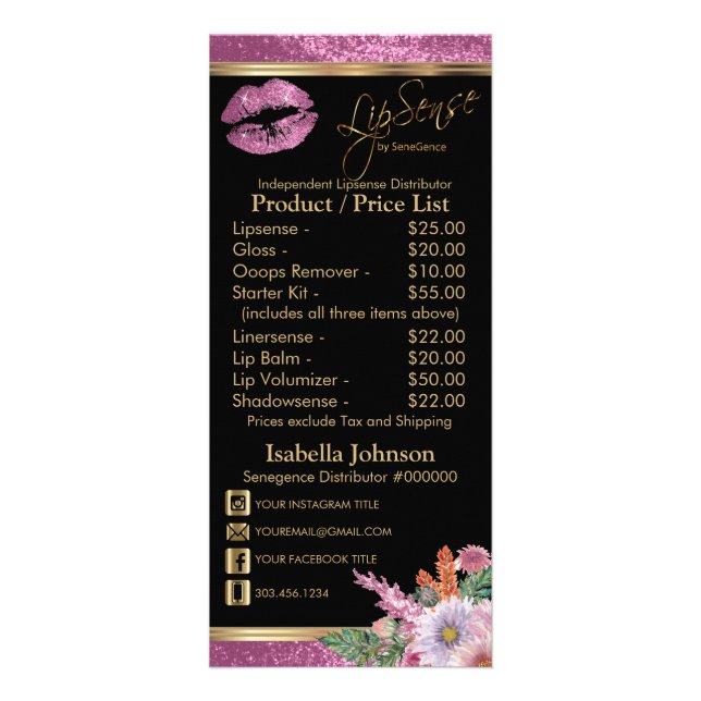 Carte Publicitaire Plutôt rose Parties scintillant à lèvres florales  (Devant)
