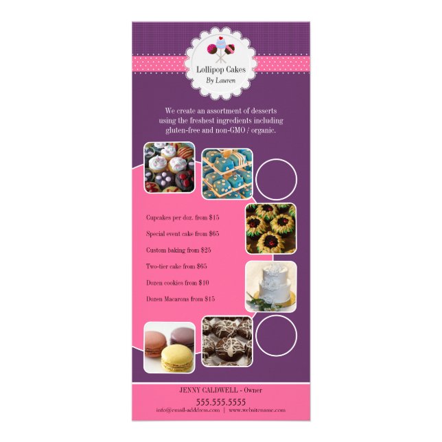 Carte Publicitaire Pops de gâteaux Ajouter Vos Photos Boulangerie Per (Devant)