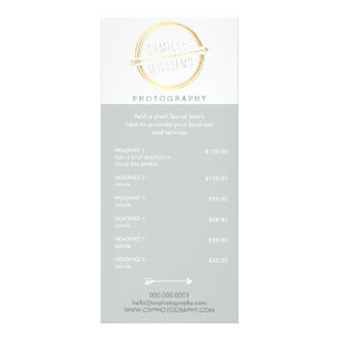 Carte Publicitaire PRICE SERVICES logo flèche moderne or rustique gri