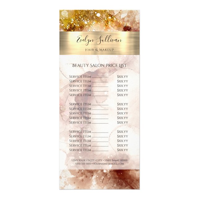 Carte Publicitaire Prix de l'aquarelle parties scintillant or Brown (Devant)