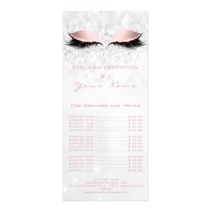 Carte Publicitaire Prix Liste Lash Extension Gris Girl Rose Salon