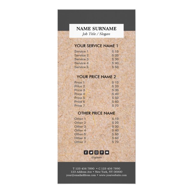 Carte Publicitaire Prix matériel RackCard de vente moderne de Papier (Devant)