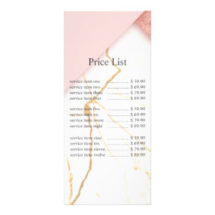 Carte Publicitaire Prix moderne en marbre rose et or
