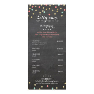 Carte Publicitaire PRIX SERVICES LISTE confetti parties scintillant c