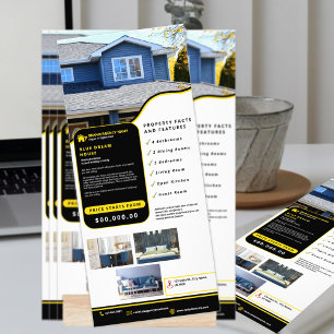 Carte Publicitaire Professional Black & Yellow Real State Modern