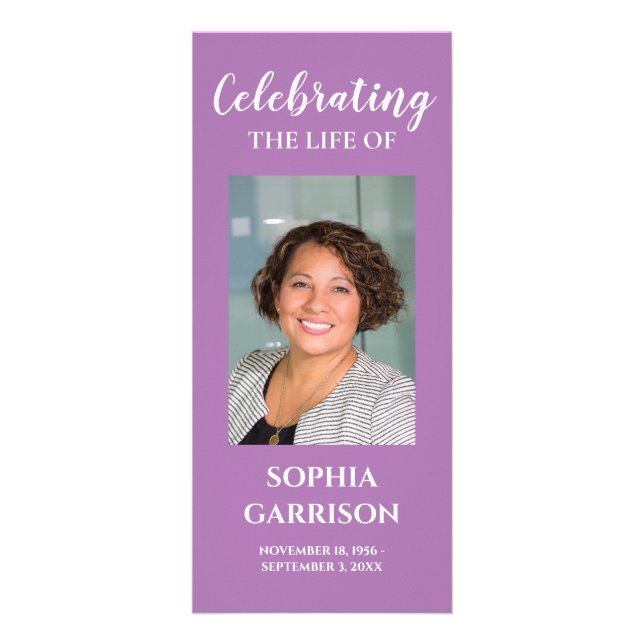 Carte Publicitaire Purple Photo Celebration of Life Memorial Program (Devant)
