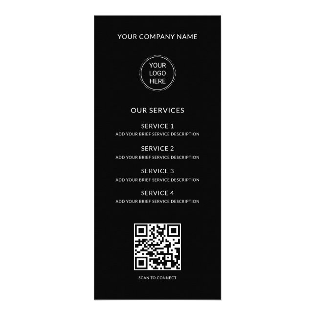 Carte Publicitaire QR Code Business Logo Modern Professional Black (Devant)