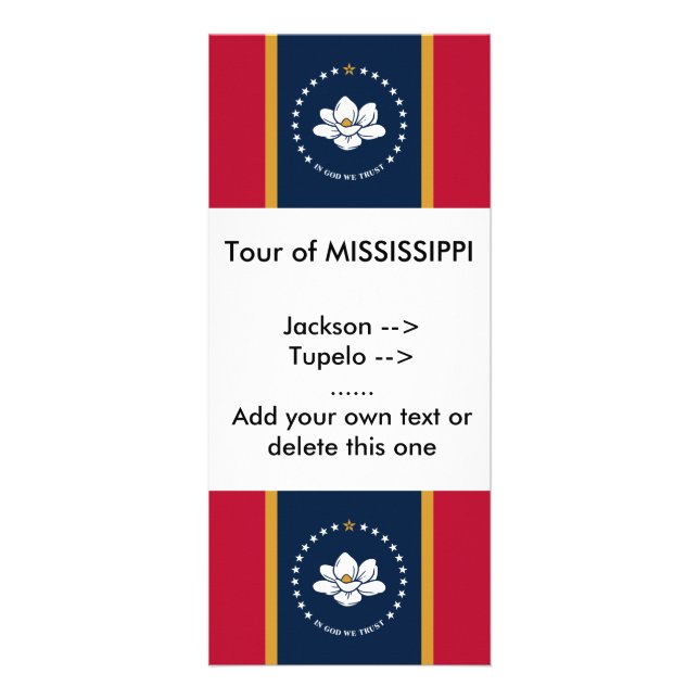 Carte Publicitaire Rack Card with Flag of Mississippi State, USA (Devant)