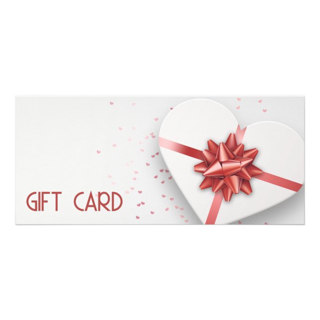 Carte Publicitaire Red Bow Belle boîte à cadeaux Coeur blanc (Devant)