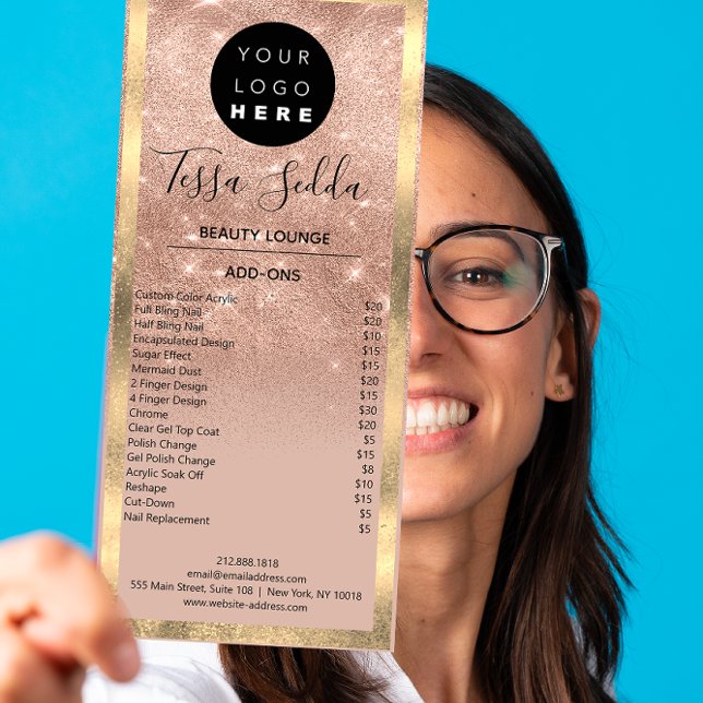 Carte Publicitaire Rose de maquillage de cheveux Manucure Pedicure (Hair Makeup Nails Manicure Pedicure Rose Rack Card)