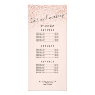 Carte Publicitaire rose de maquillage parties scintillant couleur ros