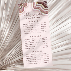 Carte Publicitaire Rose Gold Blush Rose Pailleté Agate Géode