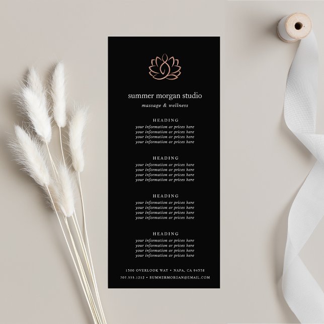 Carte Publicitaire Rose Gold Lotus | Prix ou services Spas (Créateur téléchargé)
