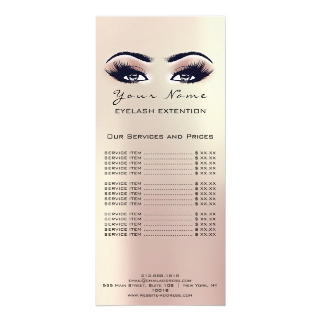Carte Publicitaire Rose maquillage d'artiste de l'extension Liste de  (Dos)