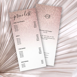 Carte Publicitaire Rose moderne Gold Parties scintillant Spa Salon Li
