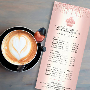 Carte Publicitaire Rose Parties scintillant or Cupcake Boulangerie Pâ