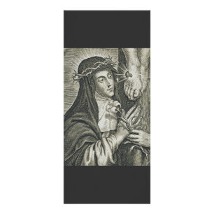Carte Publicitaire Sainte Catherine de Sienne Crucifixion Art Noir Fo