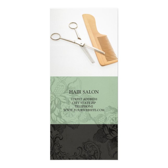Carte Publicitaire Salon de cheveux Services Tarifs {Mint Green} (Devant)