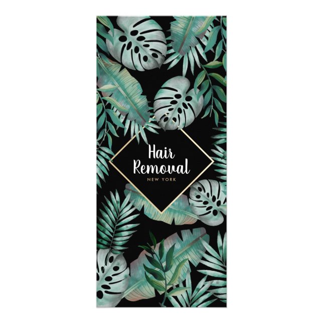 Carte Publicitaire Salon de coiffure chic or noir tropical (Devant)