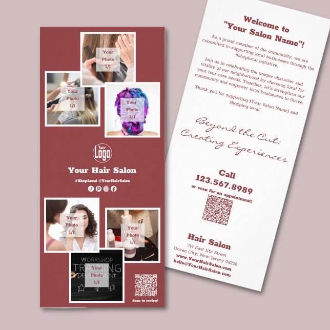 Carte Publicitaire Salon des cheveux Smoky Topaz #ShopLocal (Smoky Topaz Hair Salon #ShopLocal Rack Card)