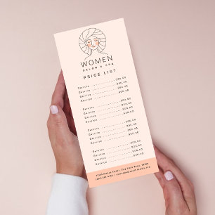 Carte Publicitaire Salon rose vif féminin et service de tarif Spa