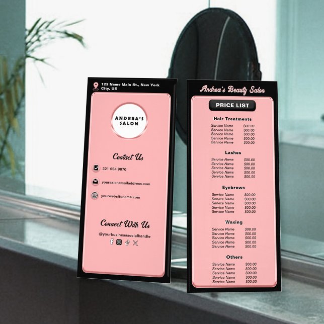 Carte Publicitaire Services de logo de salon rose moderne blush profe (Créateur téléchargé)