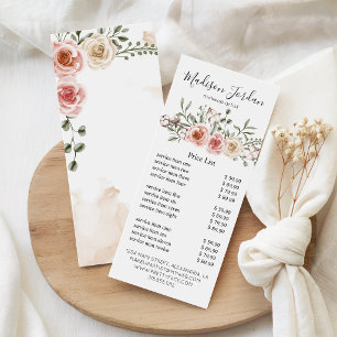 Carte Publicitaire Services de salon aquarelle florale rose moderne