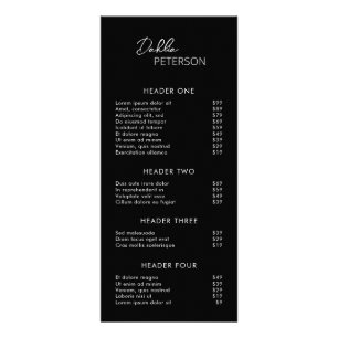 Carte Publicitaire Simple Black Contemporain Tarification Moderne