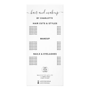 Carte Publicitaire Simple black white calligraphy hair makeup salon