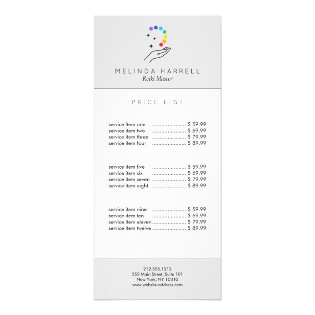 Carte Publicitaire Soin Logo Main Reiki, Massage, Bien-Être Lt Grey (Devant)