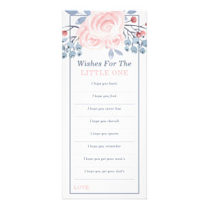Carte Publicitaire Souhaits pour le bébé, baby shower, bleu, rose