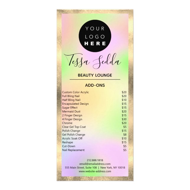 Carte Publicitaire Spa de maquillage de cheveux Manucure Pedicure (Dos)