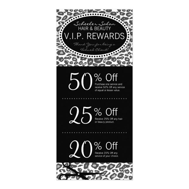 Carte Publicitaire Specials de bons de salon d'empreinte de léopard (Devant)