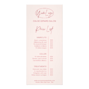 Carte Publicitaire Tarif minimaliste Élégant Rose Moderne