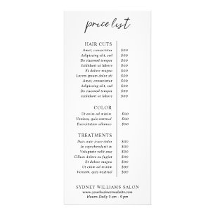 Carte Publicitaire Tarif moderne minimaliste contemporain