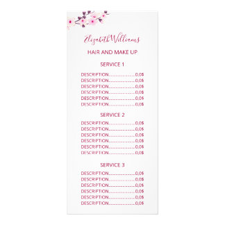Carte Publicitaire Tarifs de service Rose Blanc Fleur de Cerisier Flo