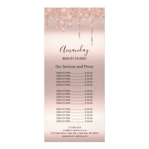 Carte Publicitaire Tarifs Liste Hair Maquillage Lashes Rose de cire à