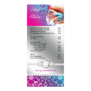 Carte Publicitaire Technicien du salon à ongles Floral Damask bleu r