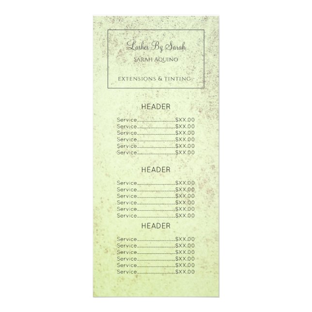 Carte Publicitaire Texture vert sauge Lashes et extensions Beauté (Devant)